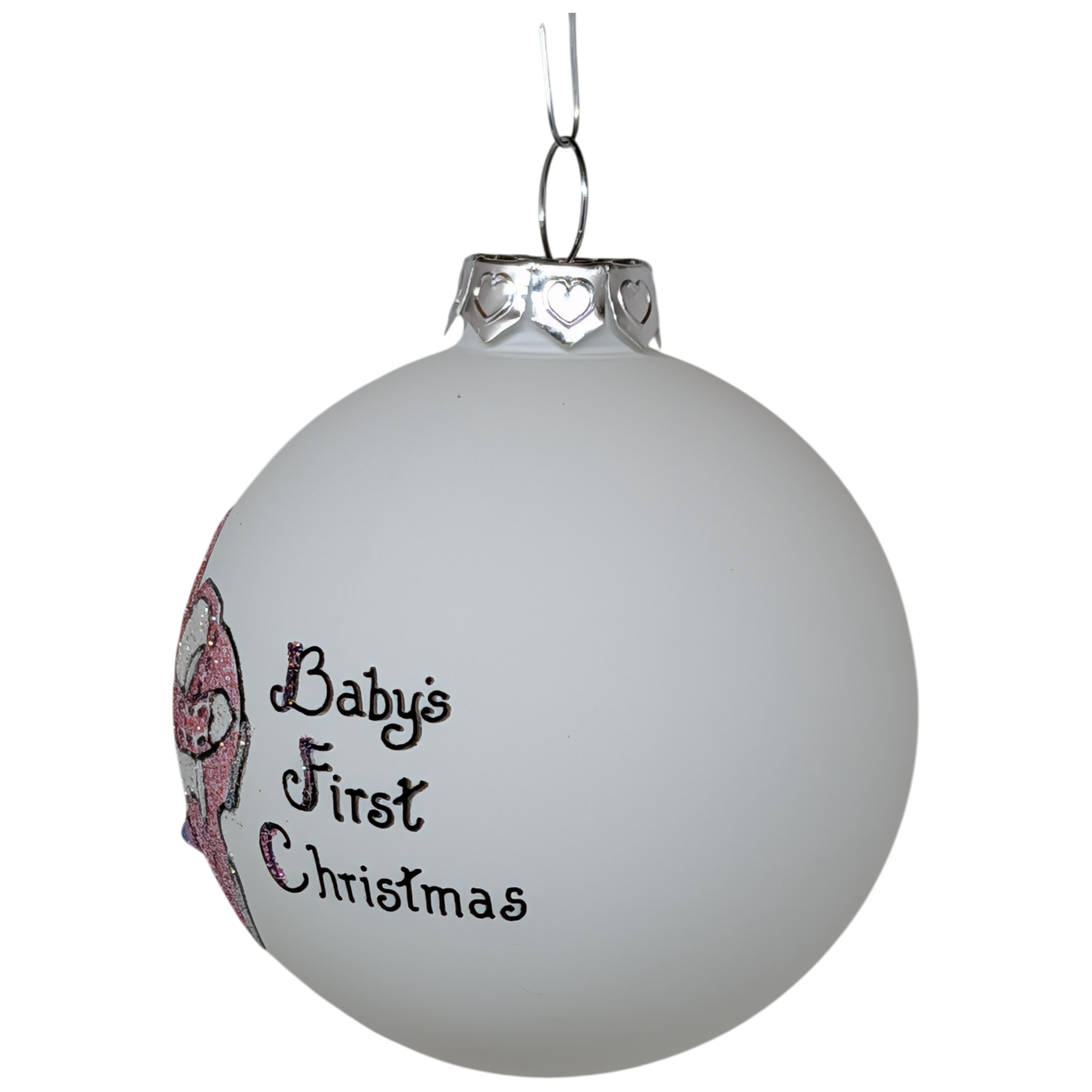 Baby's First Christmas Keepsake Glass Ornament - Pink Booties