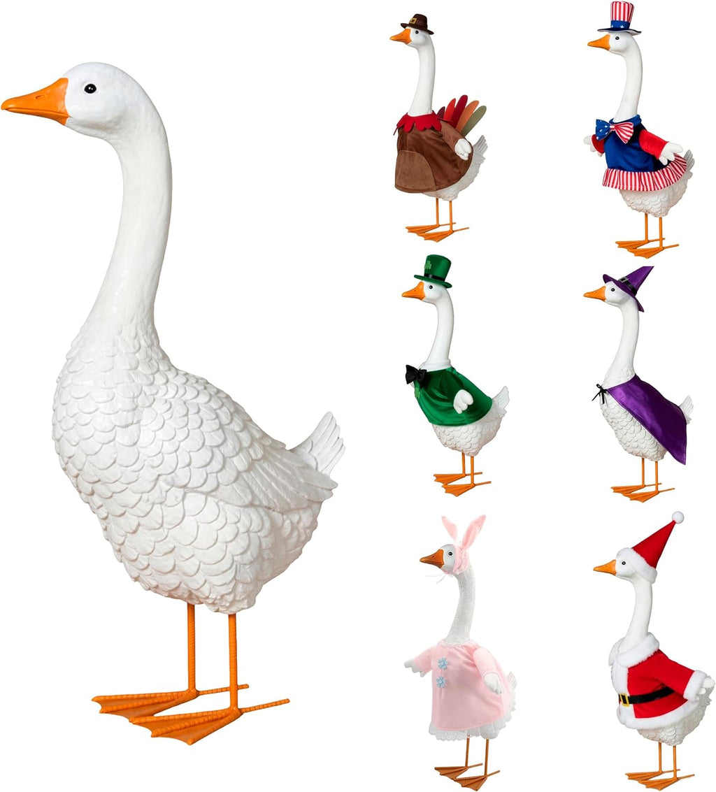The Festive Porch Goose with Six Seasonal Outfits - 24 Inches Tall