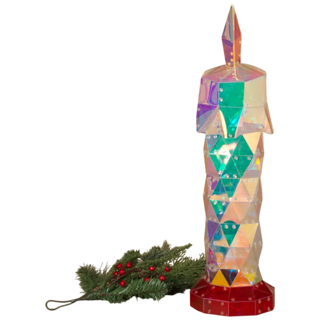 Lighted Holographic Holiday Candle - 2 Feet Tall