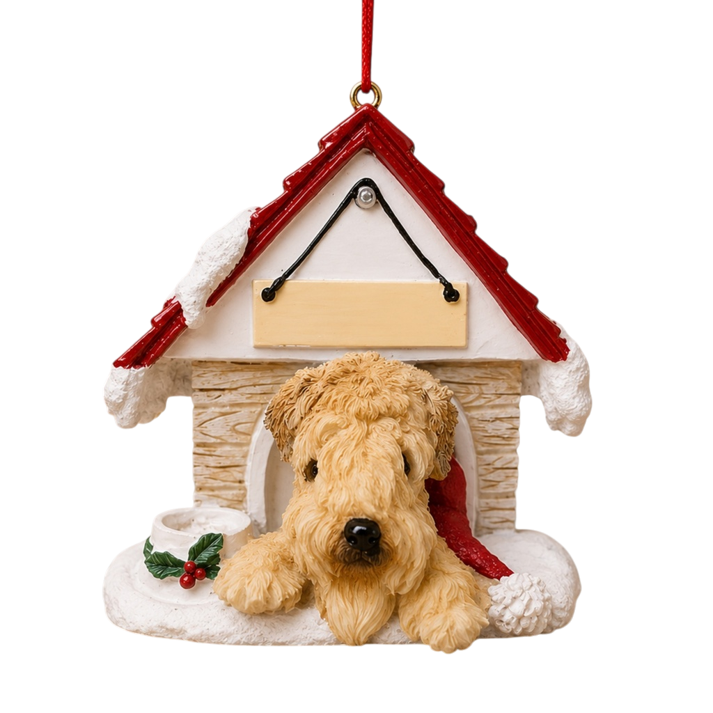 Ceramic Doghouse Ornament - Soft Coated Wheaten Terrier