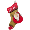Santa's Cozy Stocking: Hand-Painted Plywood Ornament