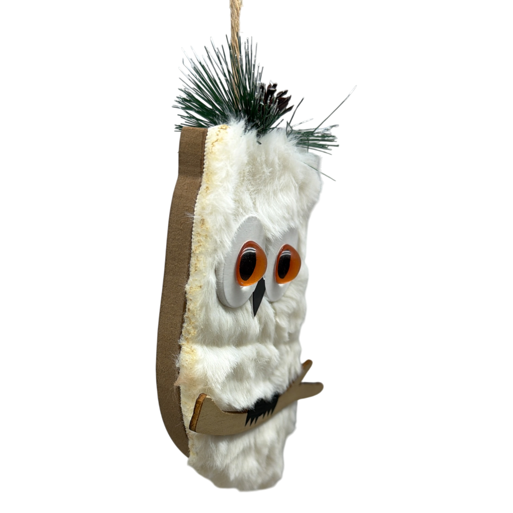 White Holiday Owl Ornament