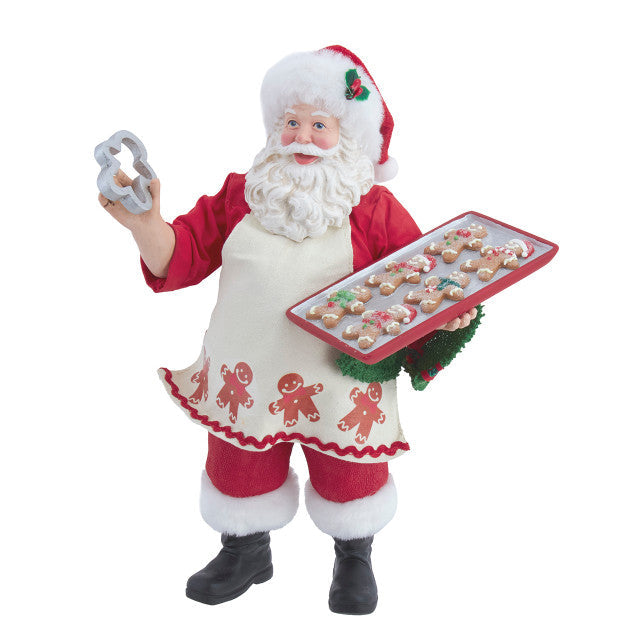 Fabriche Gingerbread Chef Santa Holding Tray of Decorated Gingerbread