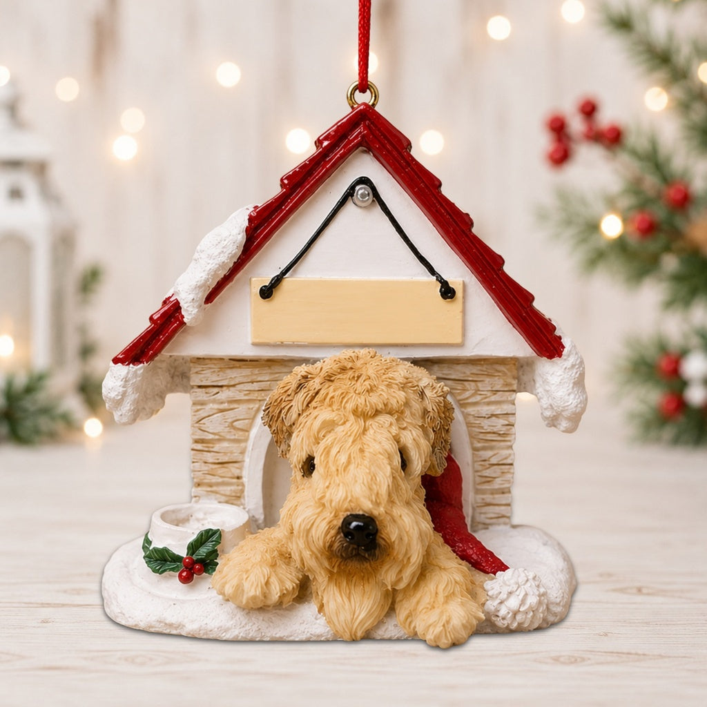 Ceramic Doghouse Ornament - Soft Coated Wheaten Terrier