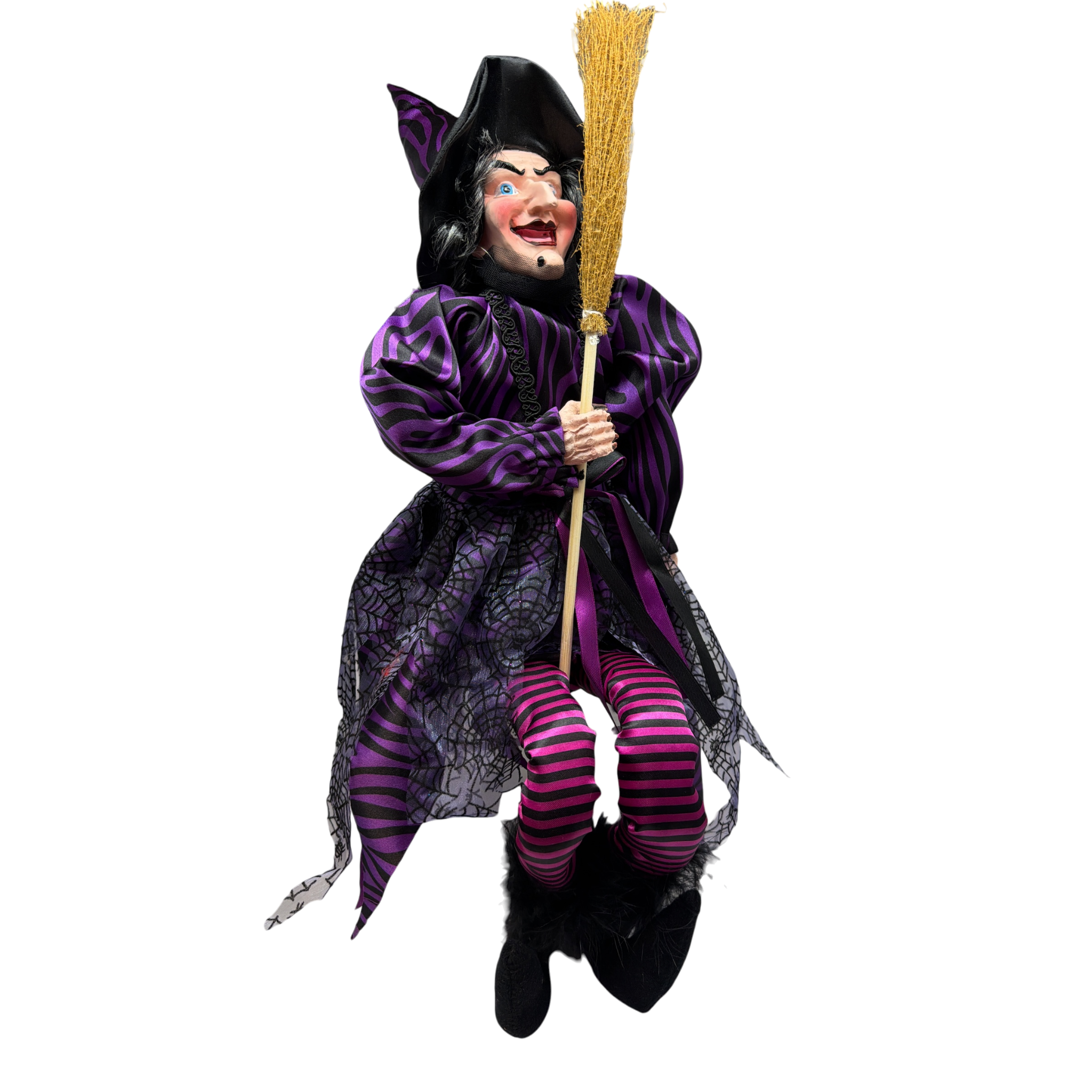 Black and Purple Fabric Sitting Halloween Witch