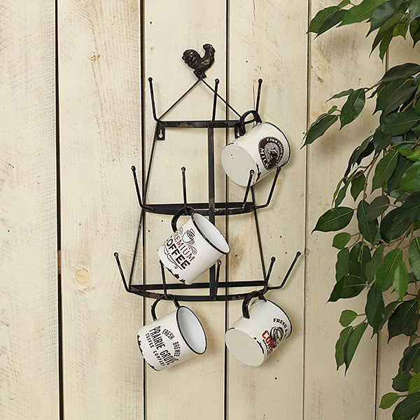 18'' Antique Metal Mug Rack