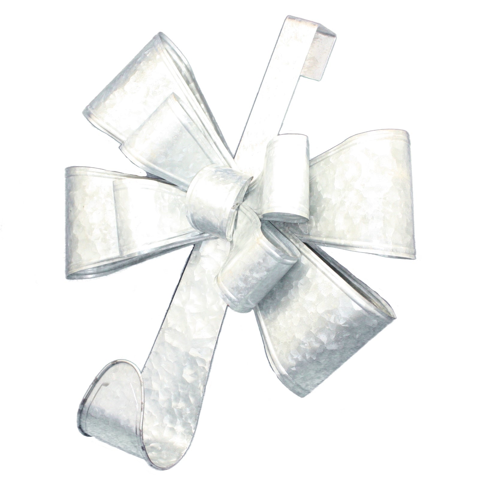 HUGE Metal Bow Holiday Door Wreath Holder - Silver
