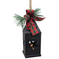 Punched-Tin Lighted Lantern - Matte Black