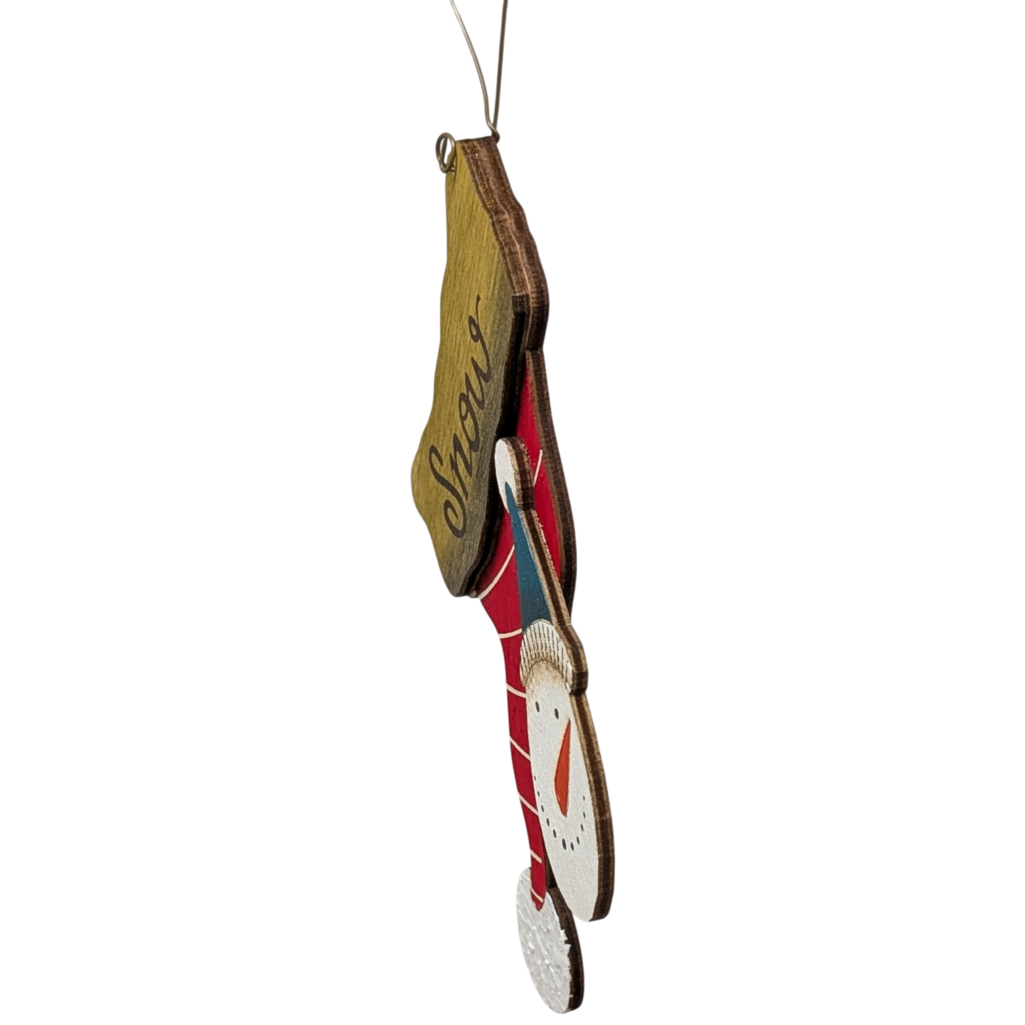 Snowy's Upside-Down Wishes: Hand-Painted Plywood Ornament
