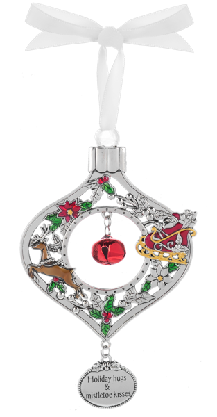 Jingle Bell Ornament - Holiday Hugs and Mistletoe Kisses