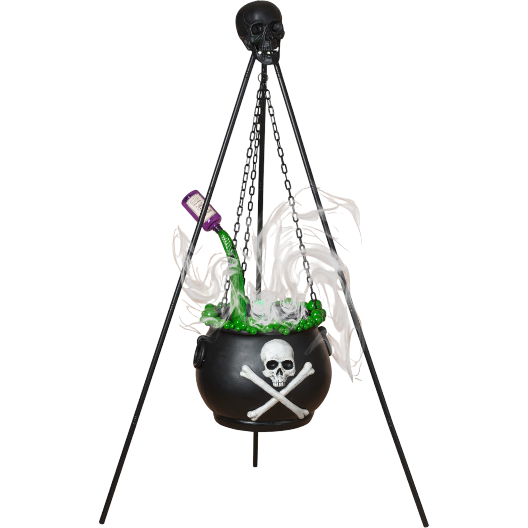 Lighted Metal & Magnesium Smoking Halloween Cauldron - 64 Inches tall