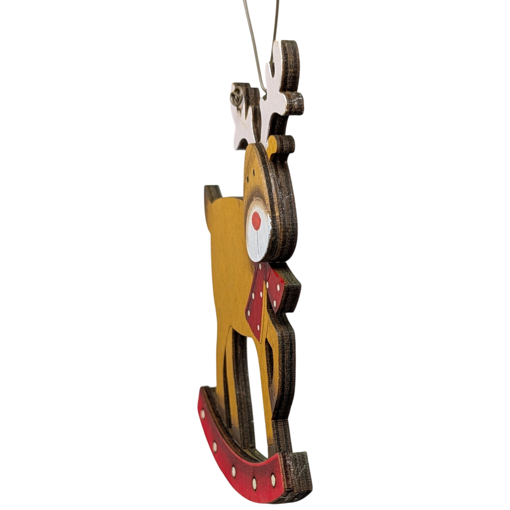 Rudolph's Rocking Steed: Hand-Painted Plywood Ornament