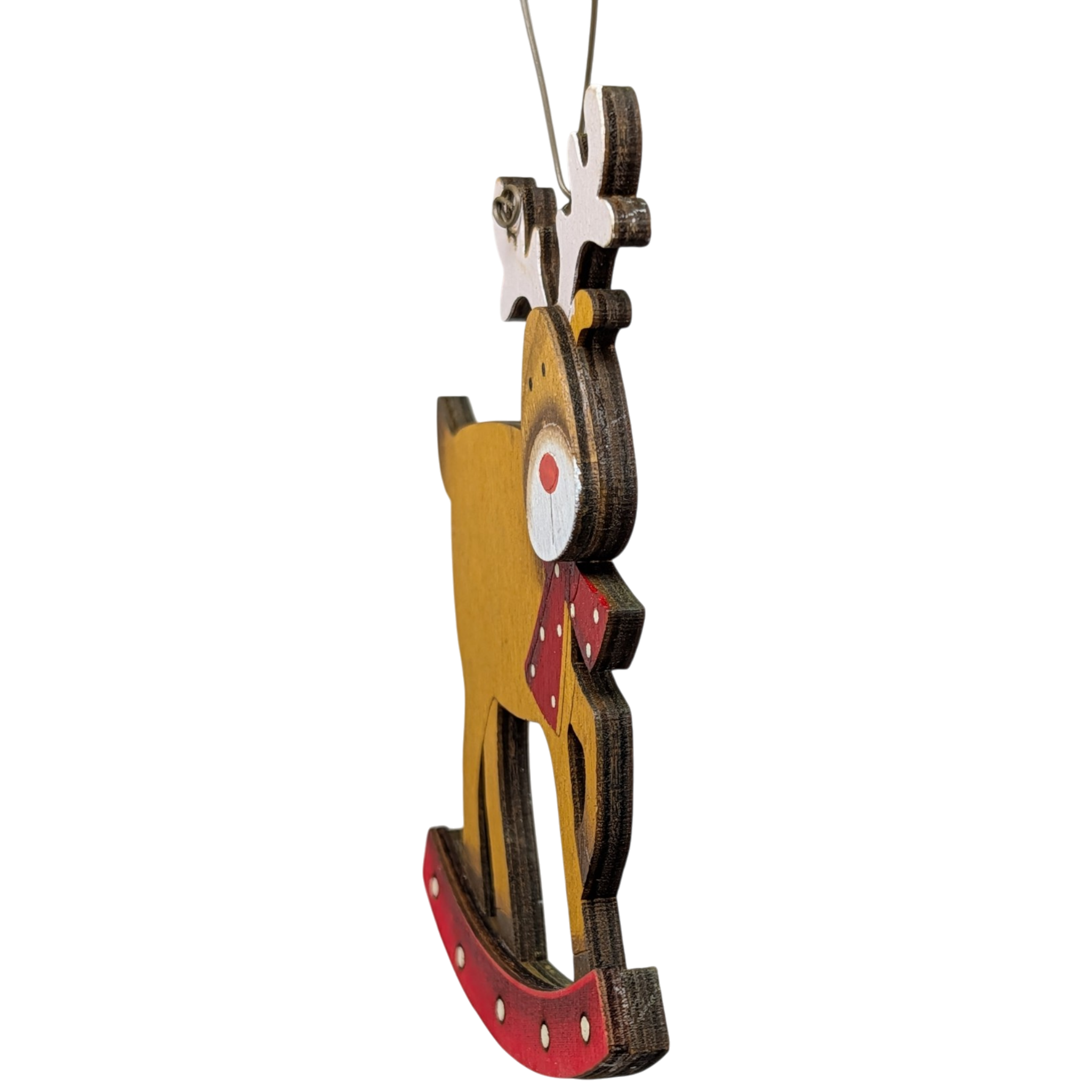Rudolph's Rocking Steed: Hand-Painted Plywood Ornament
