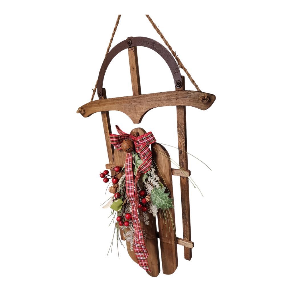 Wood Holiday Sleigh - 27 Inch - Natural