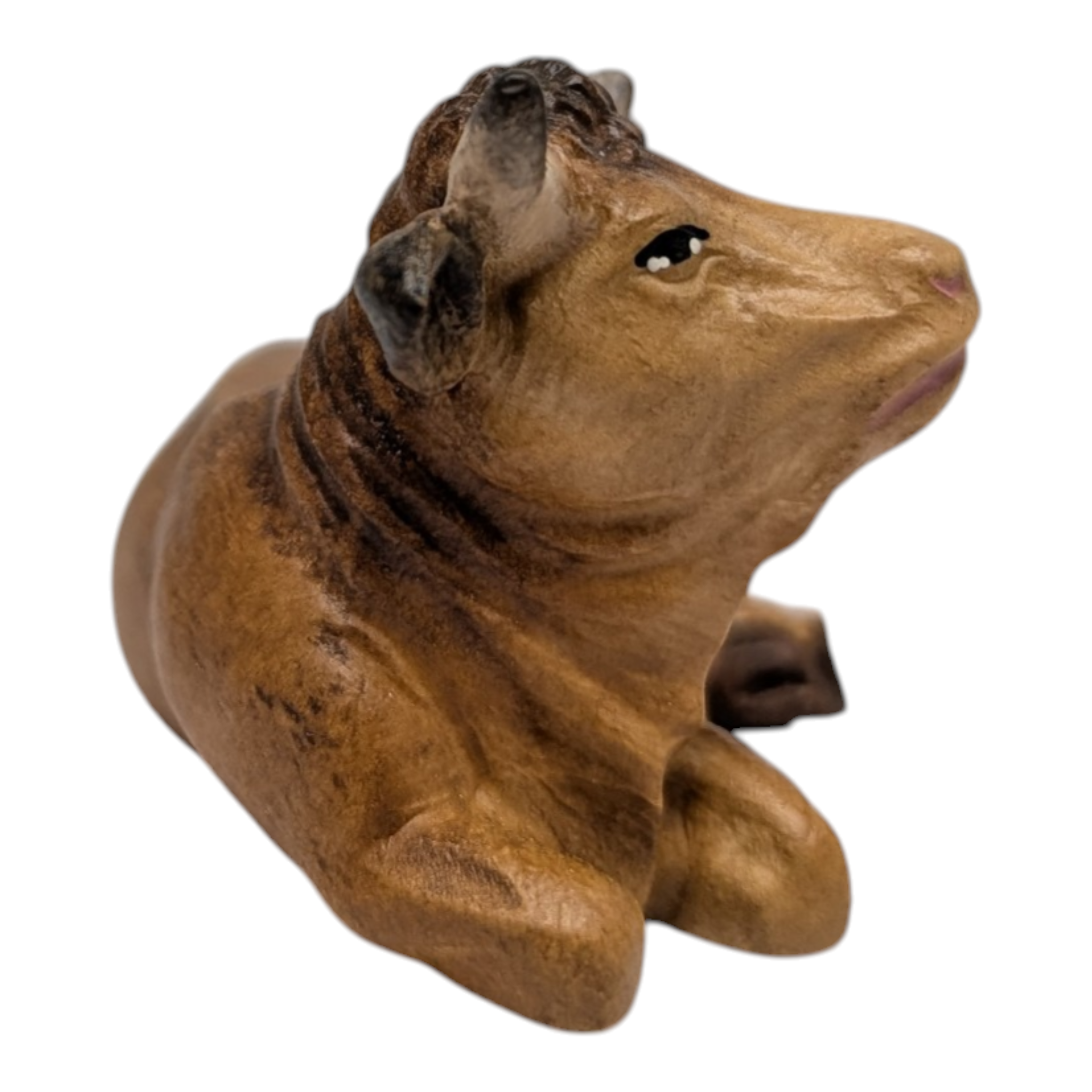 Wood Carved Ox for Nativity - 10cm - Maple