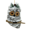 Grey Holiday Owl Ornament