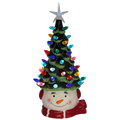 Snowman Ceramic Christmas Tree Lighted  With Timer