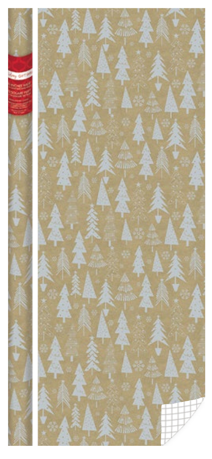 Foil Embossed Kraft Roll Wrap - 30" x 120" - Christmas Icons