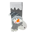Fabric Snowman Stocking - Gray and White