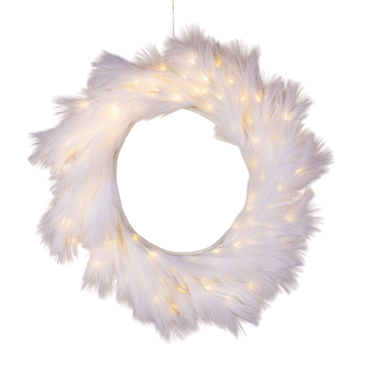 Lighted Artificial Pampas Grass Wreath