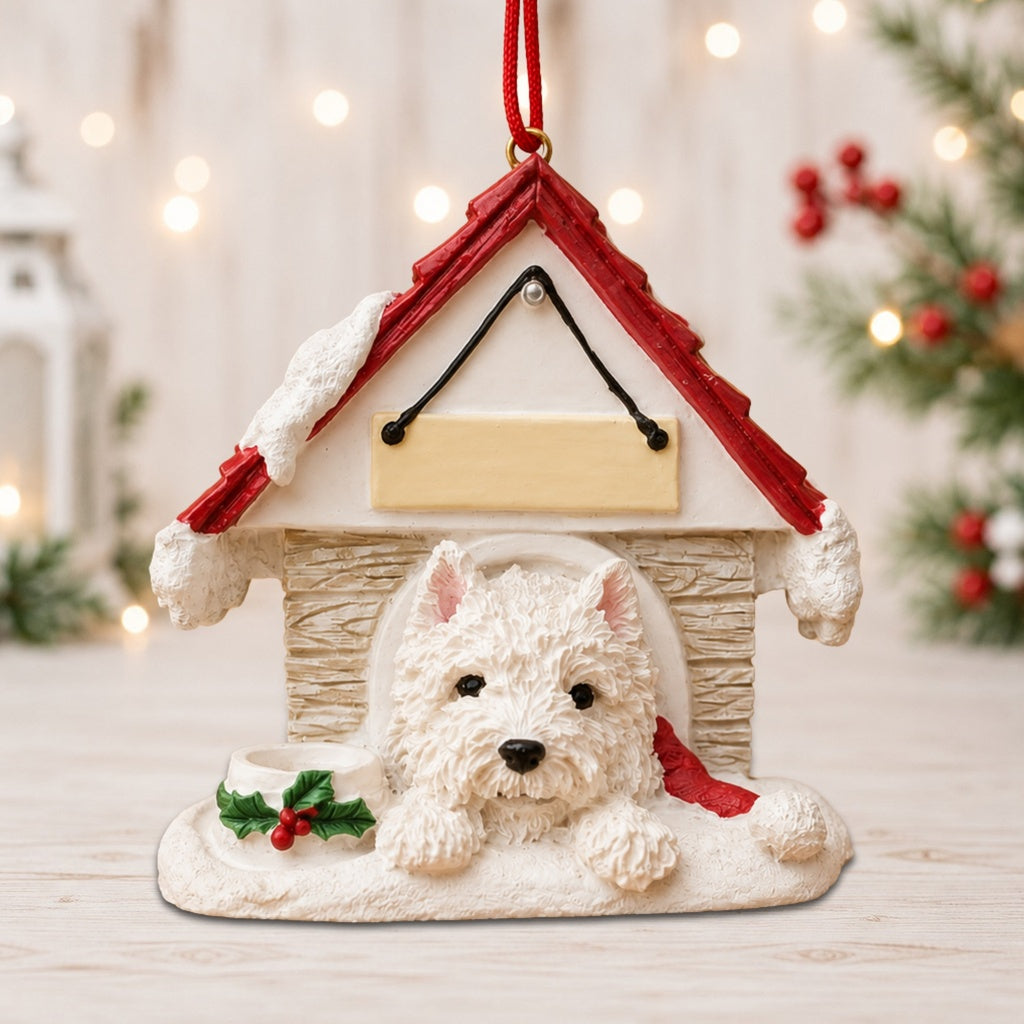 Ceramic Doghouse Ornament - Westie