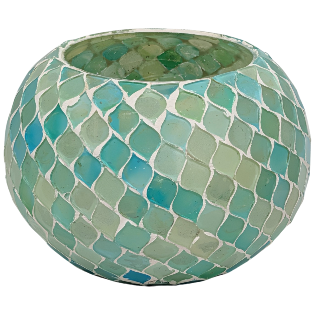 Luminescent Turquoise Gem: Cylindrical Mosaic Vessels