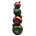Lighted Red & Green Ornament Stack - 15 Inch