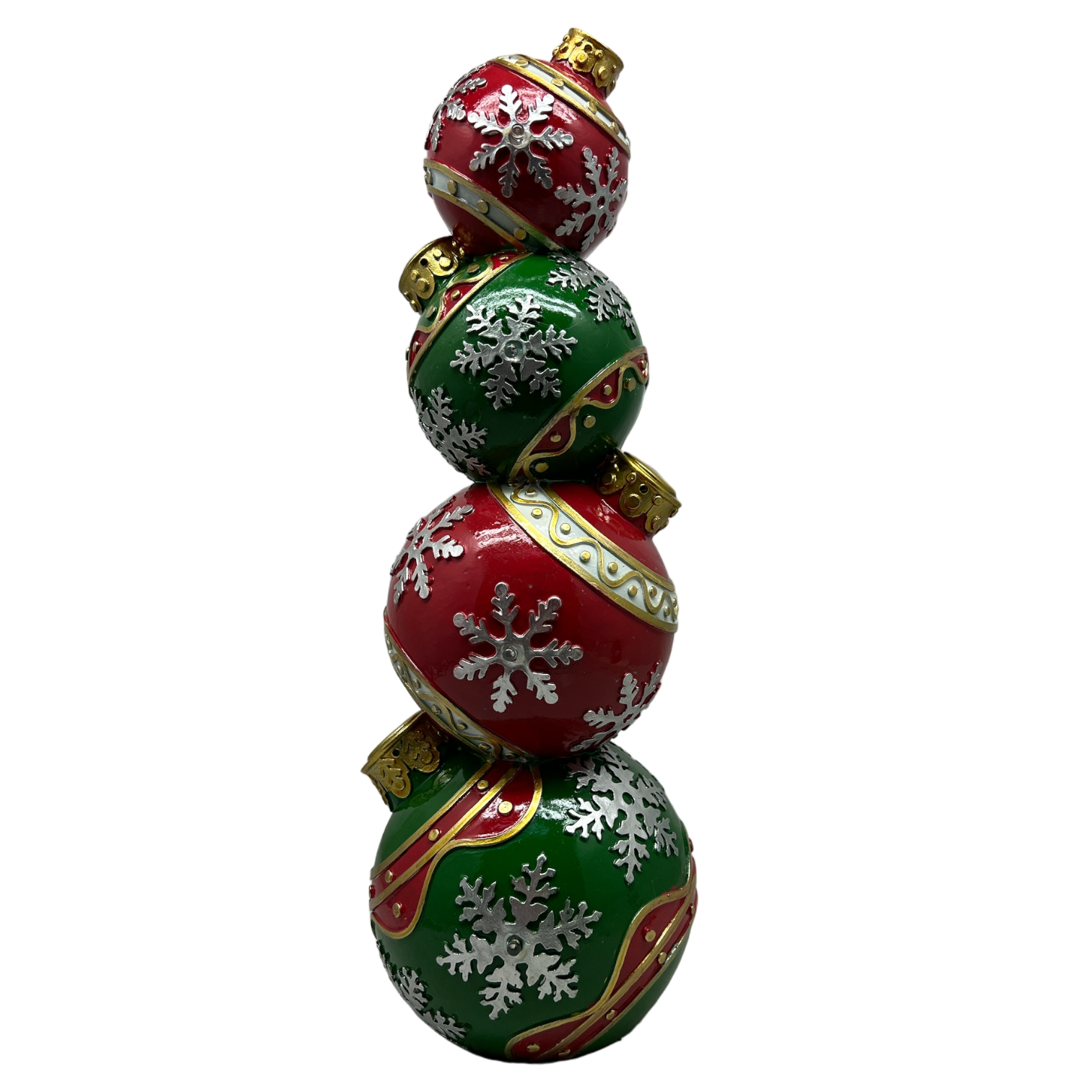 Lighted Red & Green Ornament Stack - 15 Inch