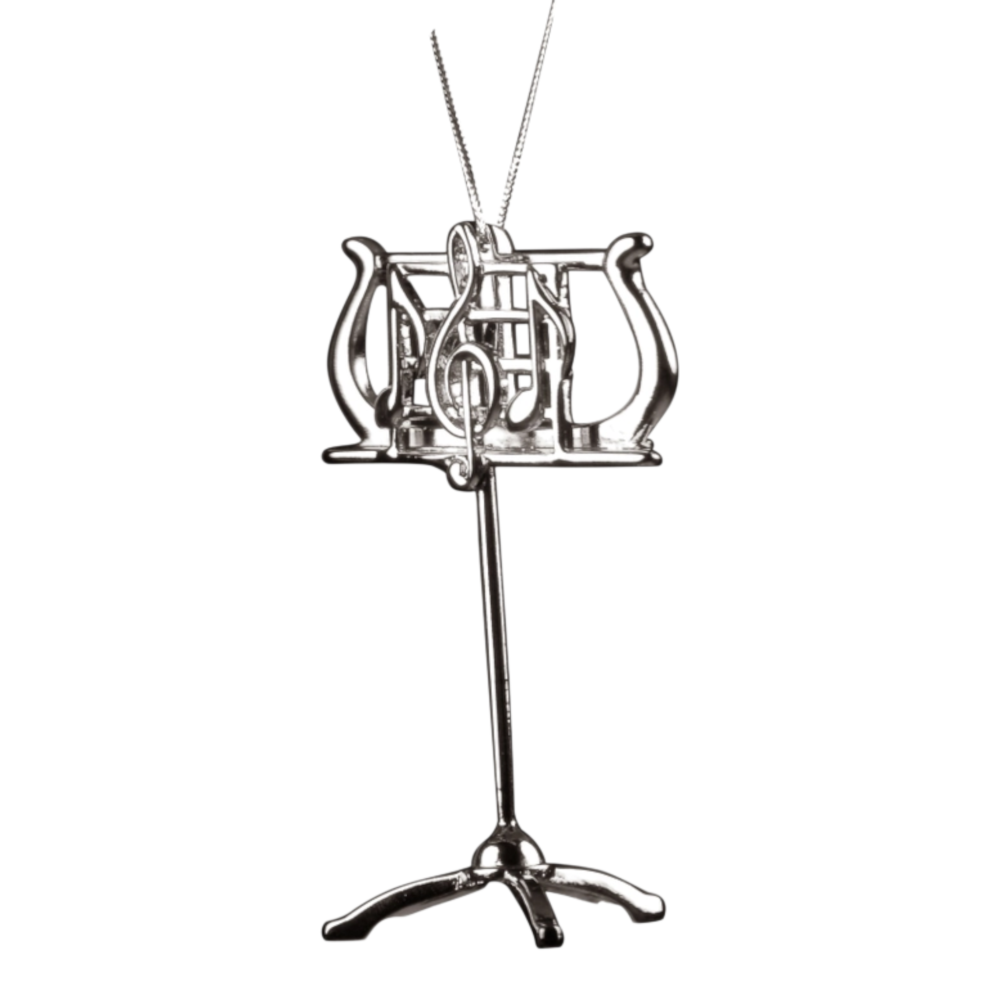 Music Stand Ornament - Silver - 3.5 Inch