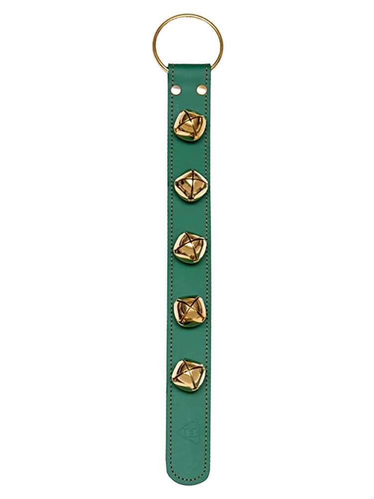 Sleigh Bell Strap with 5 Brass Bells - Green