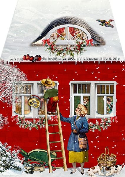 Miniature Advent Card - Trimming the House
