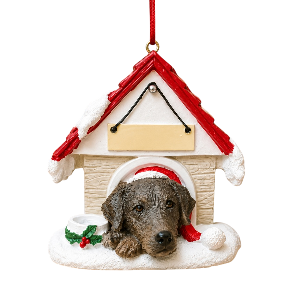 Ceramic Doghouse Ornament - Labrador - Chocolate