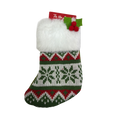 Mini Knit Stocking - Green With Green Snowflake