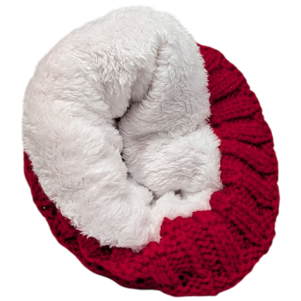 Knit Hat With Three Interchangeable Poms - Red