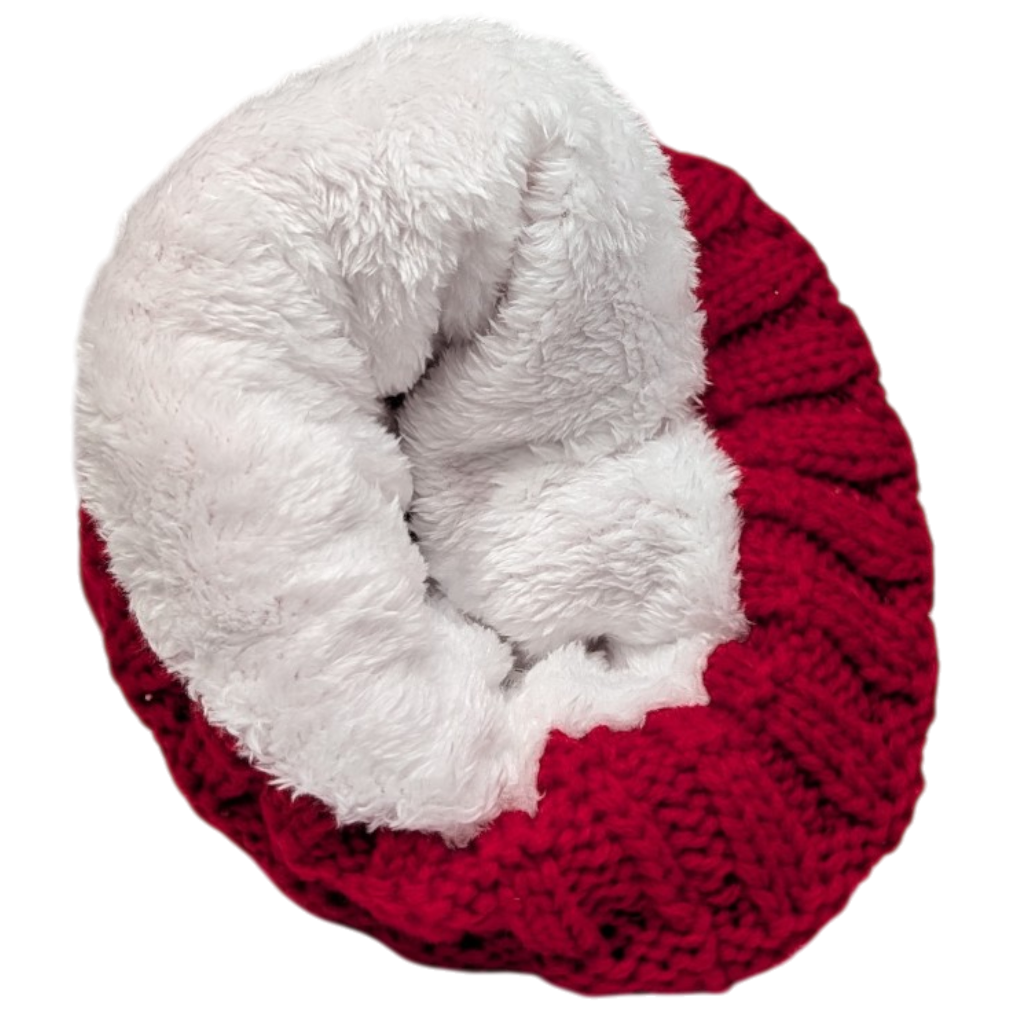 Knit Hat With Three Interchangeable Poms - Red
