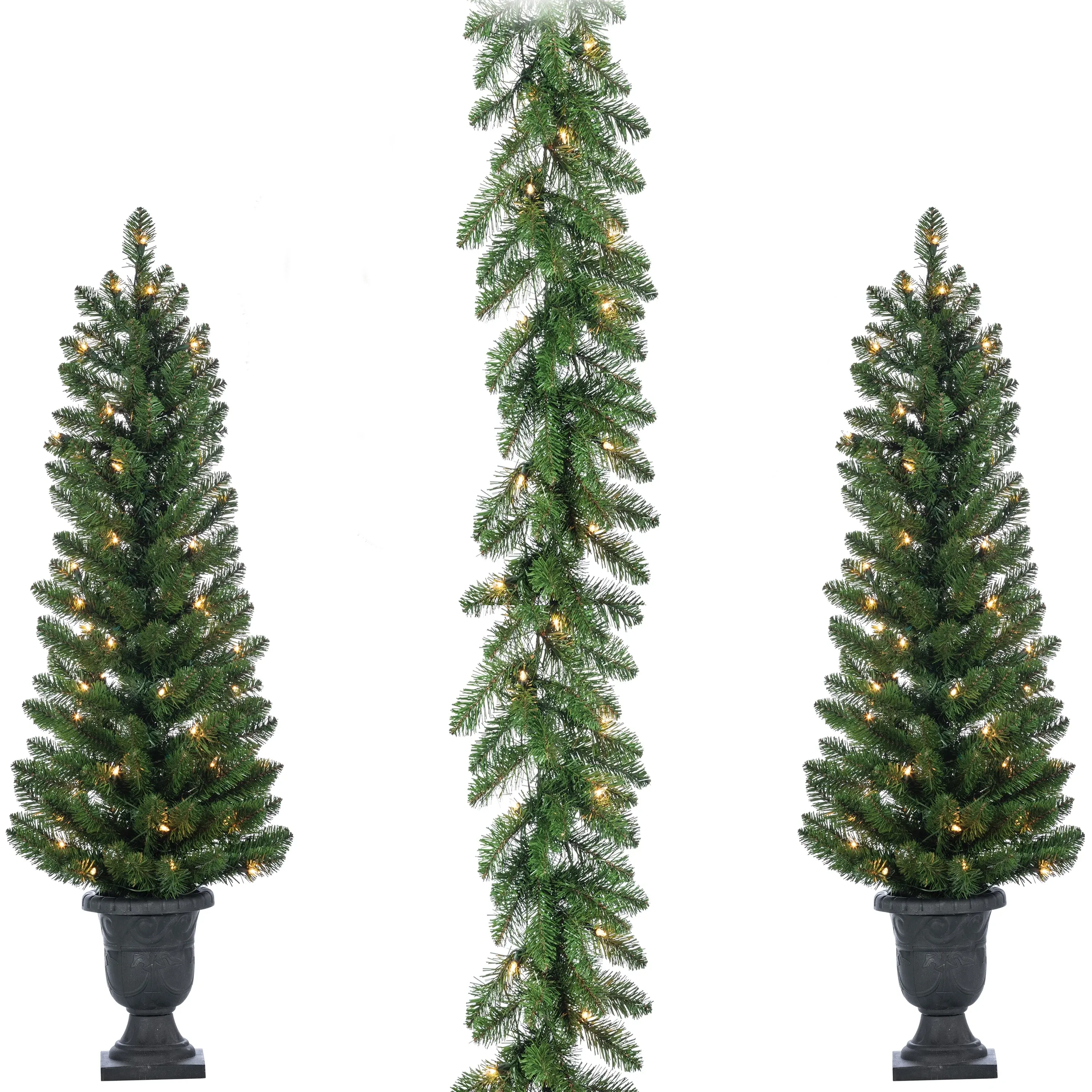 Pre-lit Vancouver Pine 3 Piece Entry Tree Set