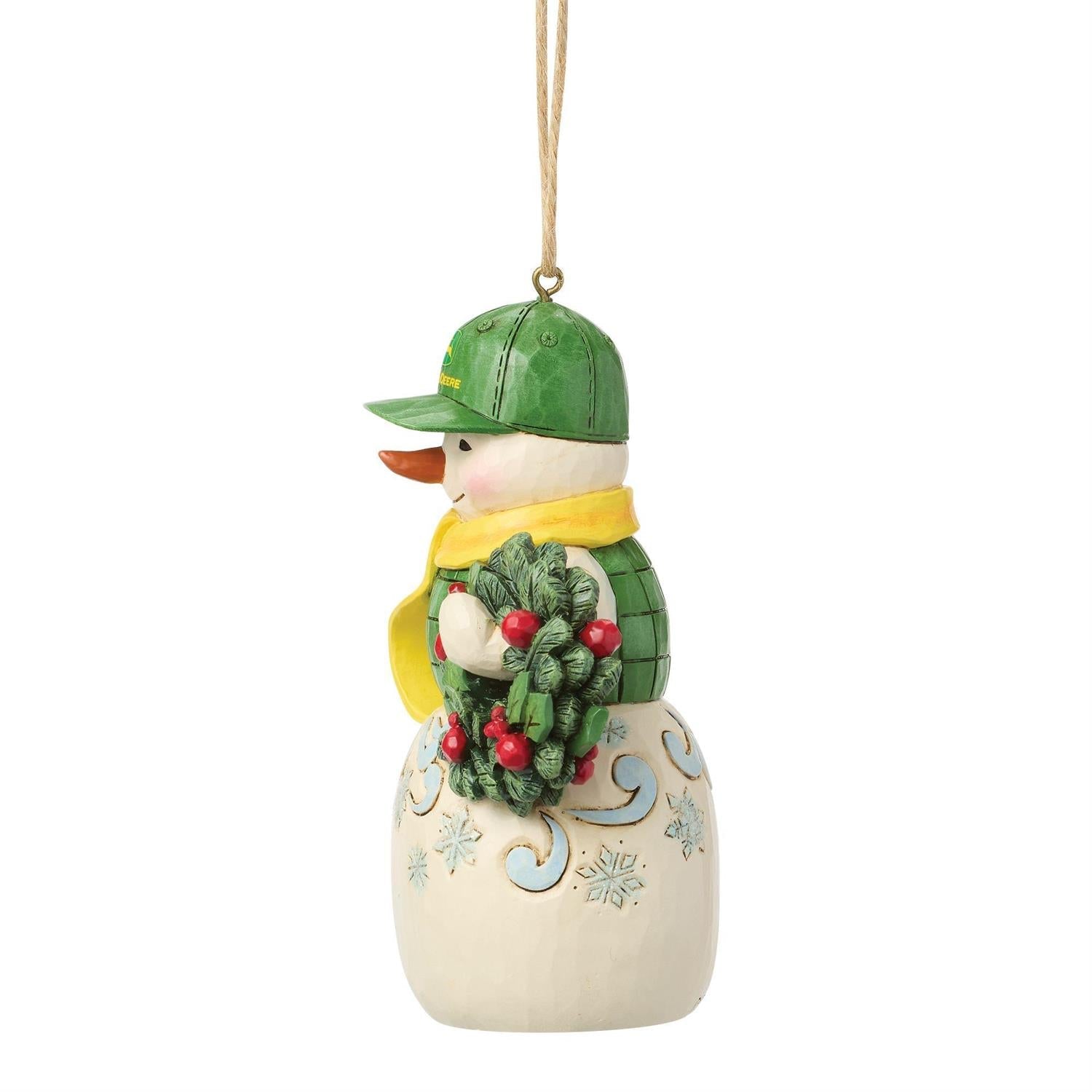 Snowman in John Deere Hat Ornament