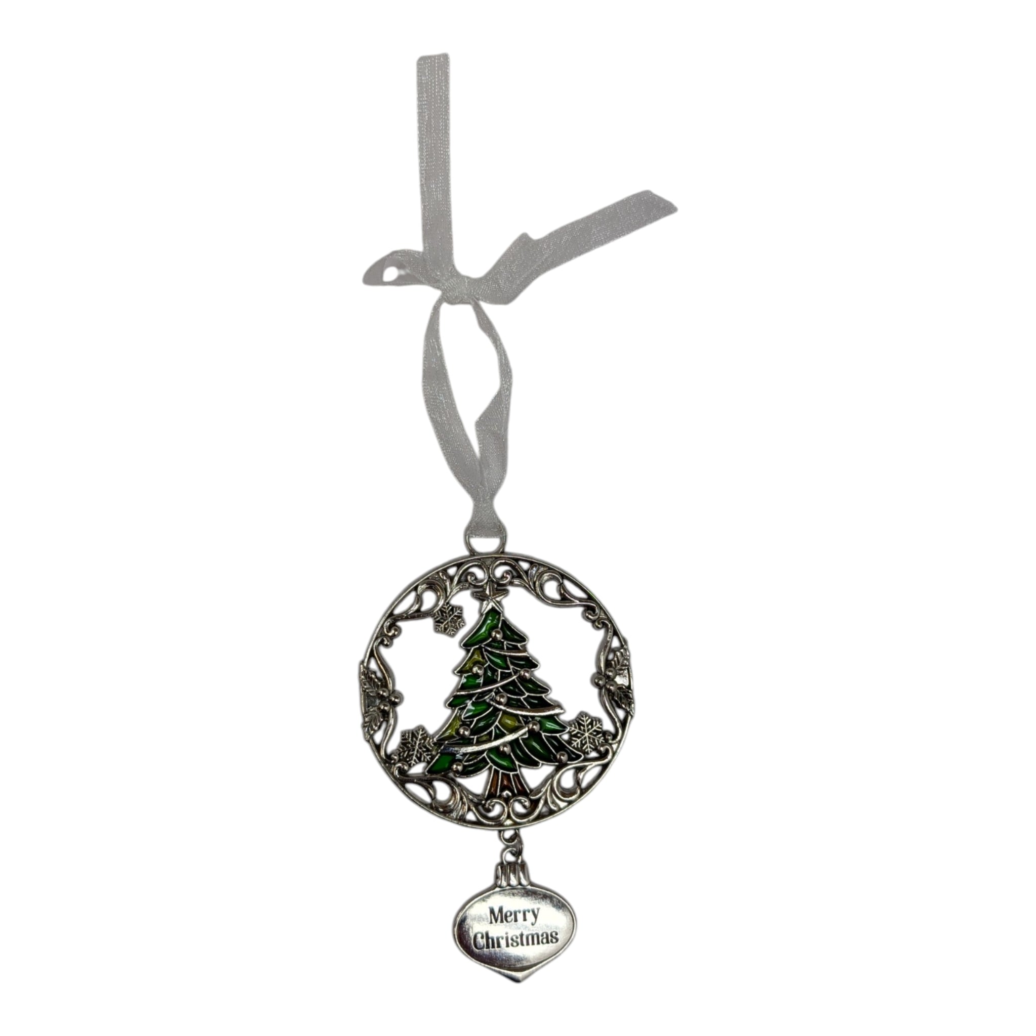 Merry Christmas Evergreen Tree - Colors of Christmas Ornament