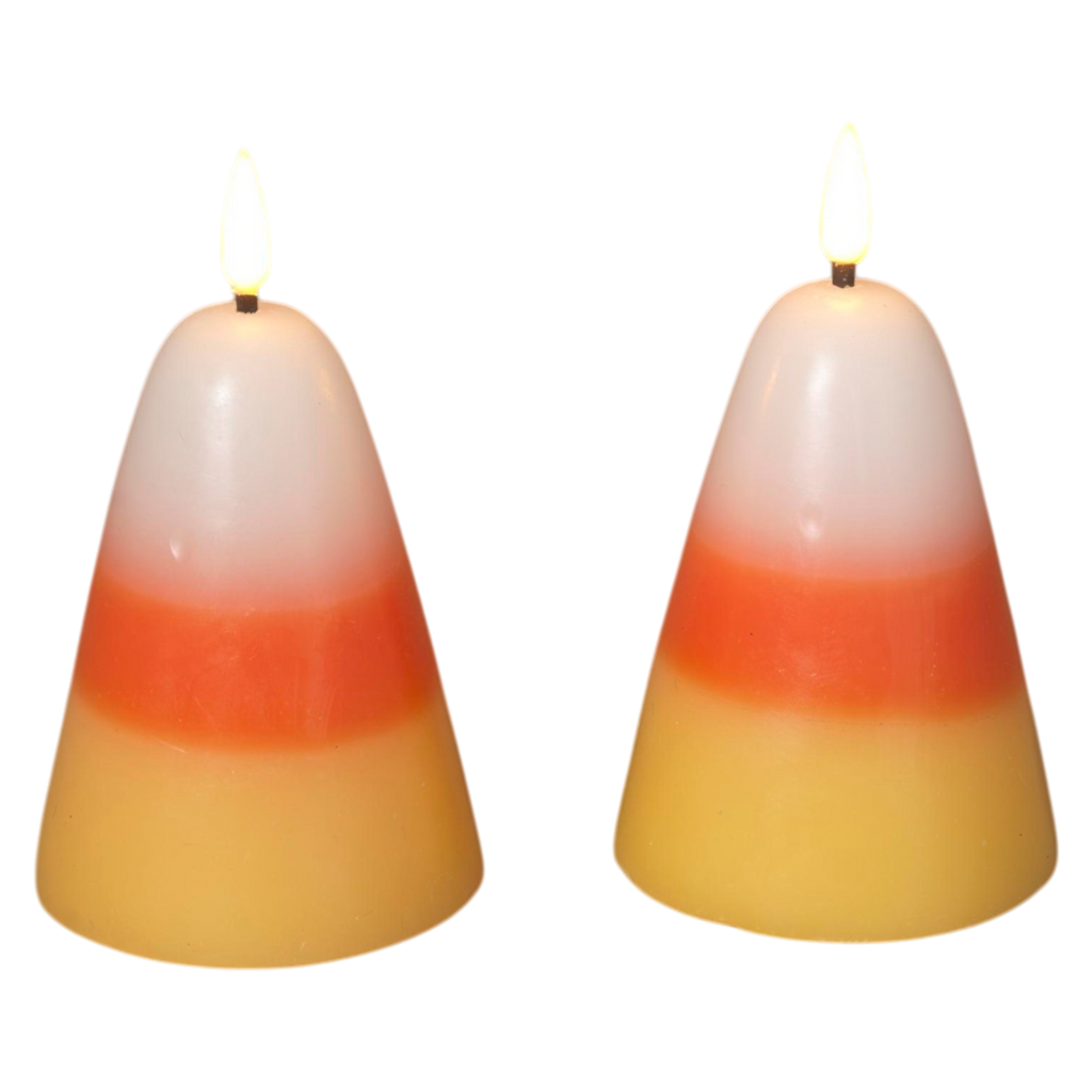 Candy Corn B/O Lighted Wax Candles - 2 Piece Set