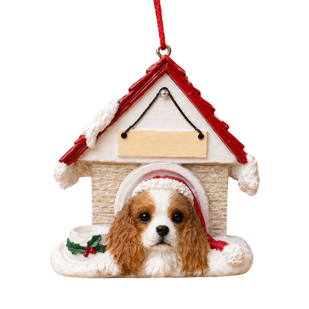 Ceramic Doghouse Ornament - King Charles