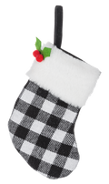 Mini Stocking Gift Card Holder - White/Black Check