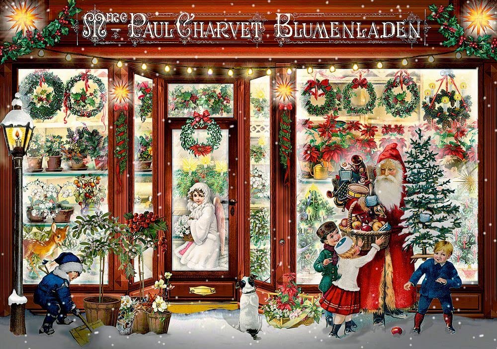 Victorian Christmas Storefront Advent Calendar Card