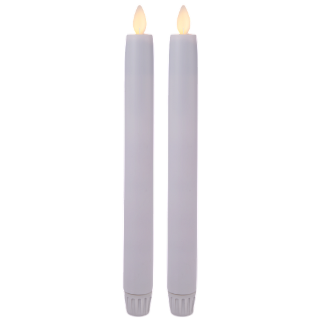 White LED Resin - 2 Piece Taper Candle Set