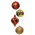 Vibrant Red and Gold Shatterproof Oversize Ornament Set