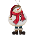 Frosty's Cheerful Stance: Hand-Painted Plywood Ornament