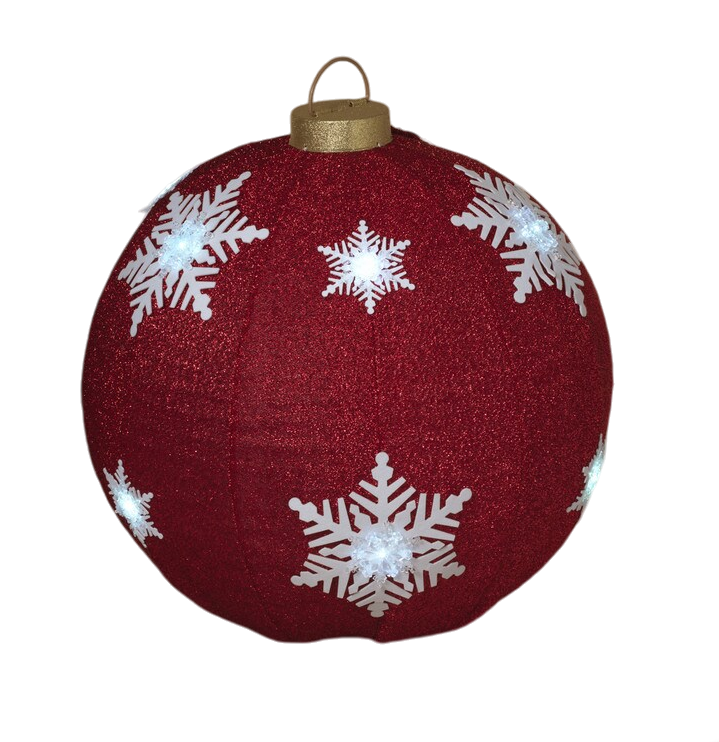 Lighted Collapsible Ball Ornament- 30 Inches in Diameter - Red