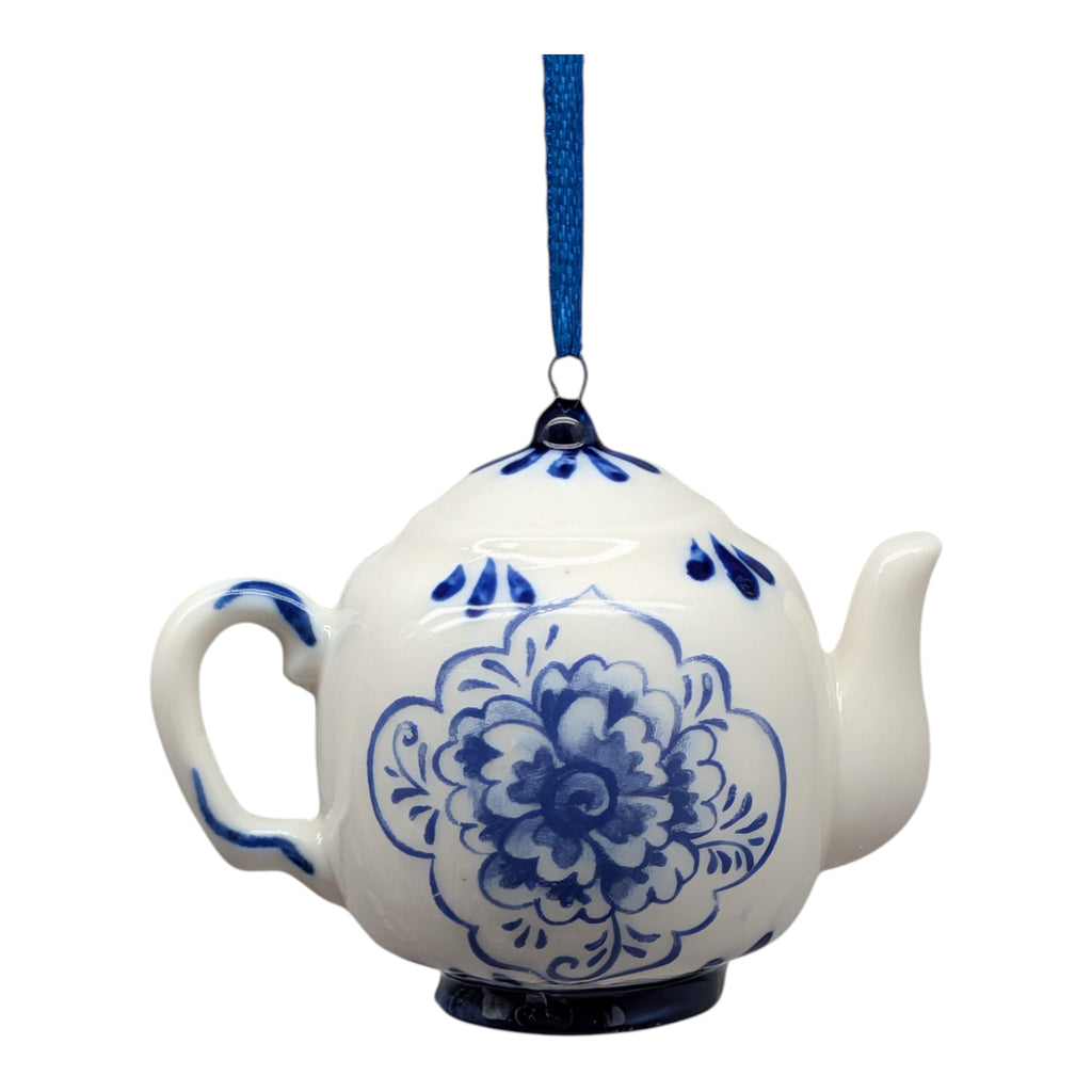 Porcelain Blue Teapot Ornament - Medium
