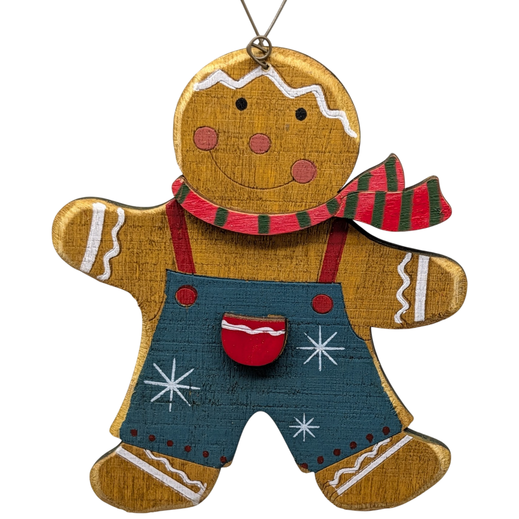 Gus's Festive Folk Spirit: Hand-Painted Plywood Ornament