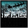 Santa's Journey Across the Winter Sky: A Town's Magical Vigil Silhouette Advent Card