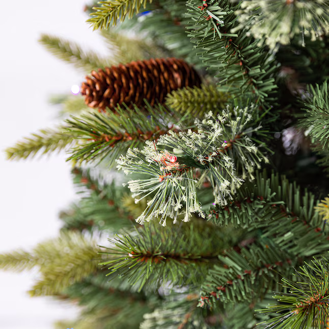 Hayden Pine Slim Christmas Tree with Twinkling Multicolor LED Lights - 7 Foot